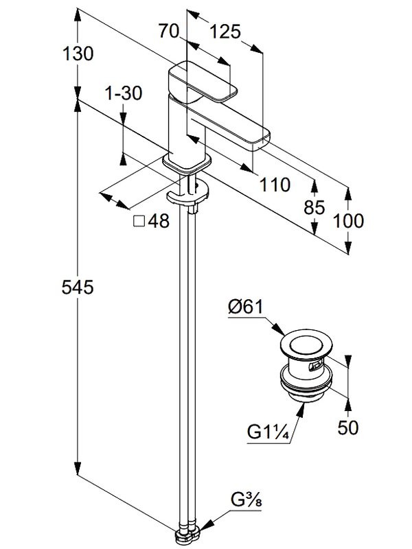 Смеситель для раковины Kludi Renon 42266N275 оружейная сталь PVD