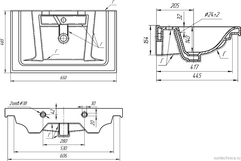 Тумба с раковиной Dreja Big Inn 65 подвесная, дуб кантри