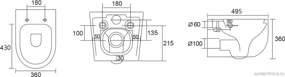 Унитаз подвесной Abber Bequem AC1104TNS бзободковый, с микролифтом, белый