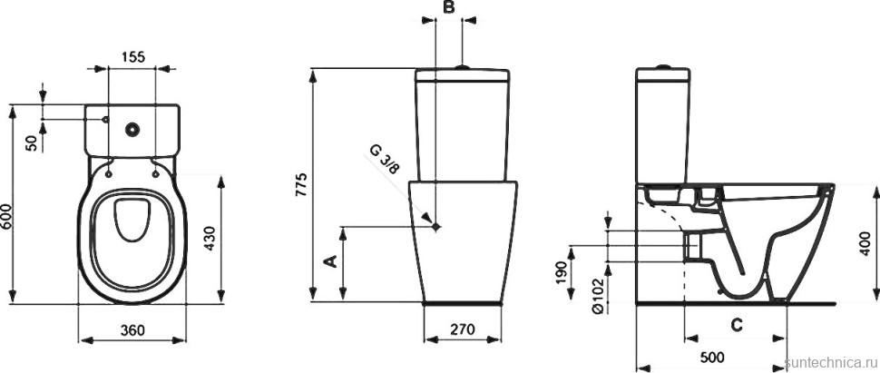 Унитаз-компакт напольный Ideal Standard Connect space Connect Space E119501