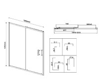 Душевая дверь в нишу Vincea City VDS-5CT150CLB 150 см, профиль черный матовый, стекло прозрачное