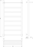 Полотенцесушитель водяной Secado Корсико 1 СП 105x55 см, матовый черный, лесенка, с полкой