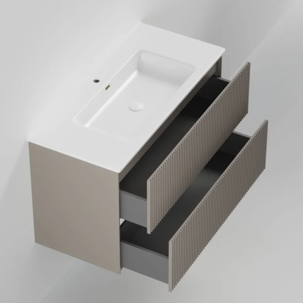 Тумба под раковину La Fenice TERRA Twin Cappuccino бежевая матовая 100 см