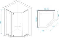 Душевой уголок RGW Hotel HO-084-B 90x90x195 см, профиль черный, стекло прозрачное