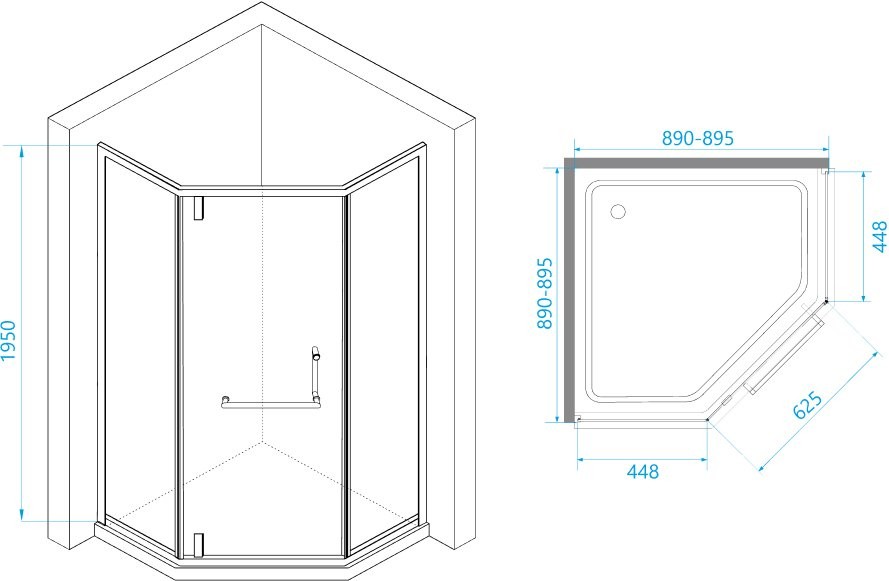 Душевой уголок RGW Hotel HO-084-B 90x90x195 см, профиль черный, стекло прозрачное