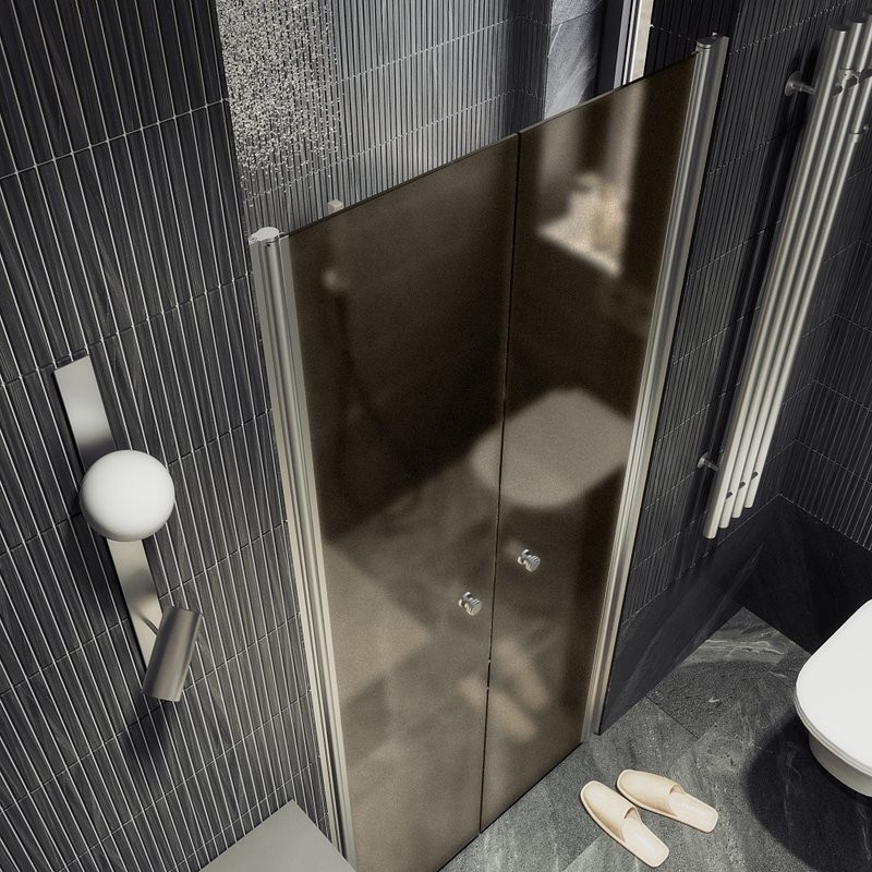 Душевая дверь в нишу Maybahglass MGD-428-5 120 см, профиль матовый хром, стекло бронза матовая
