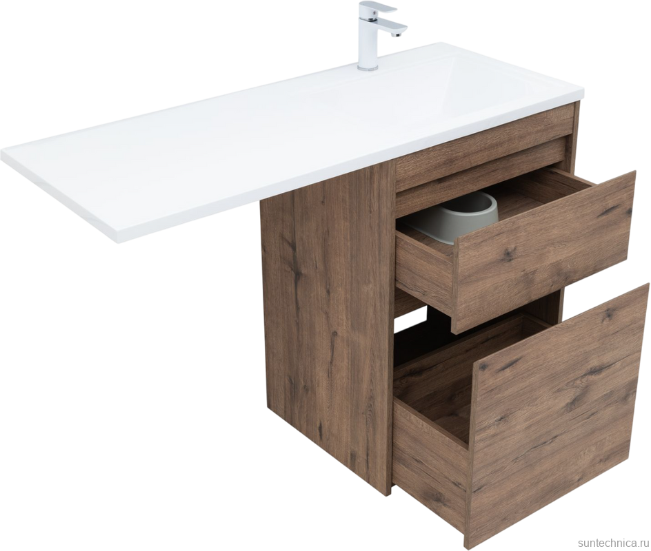 Тумба с раковиной Aquanet Токио 58 R напольная, дуб веллингтон, под стиральную машину