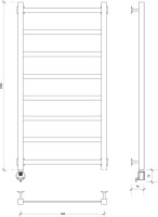 Полотенцесушитель электрический Secado Корсико 1 , 105x55 см, подключение слева, матовый черный, лесенка