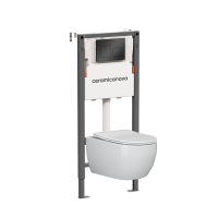 Комплект Ceramicanova Унитаз подвесной Play CN3001 безободковый, с микролифтом + Инсталляция Balance CN121002MB с кнопкой Square матовой черной