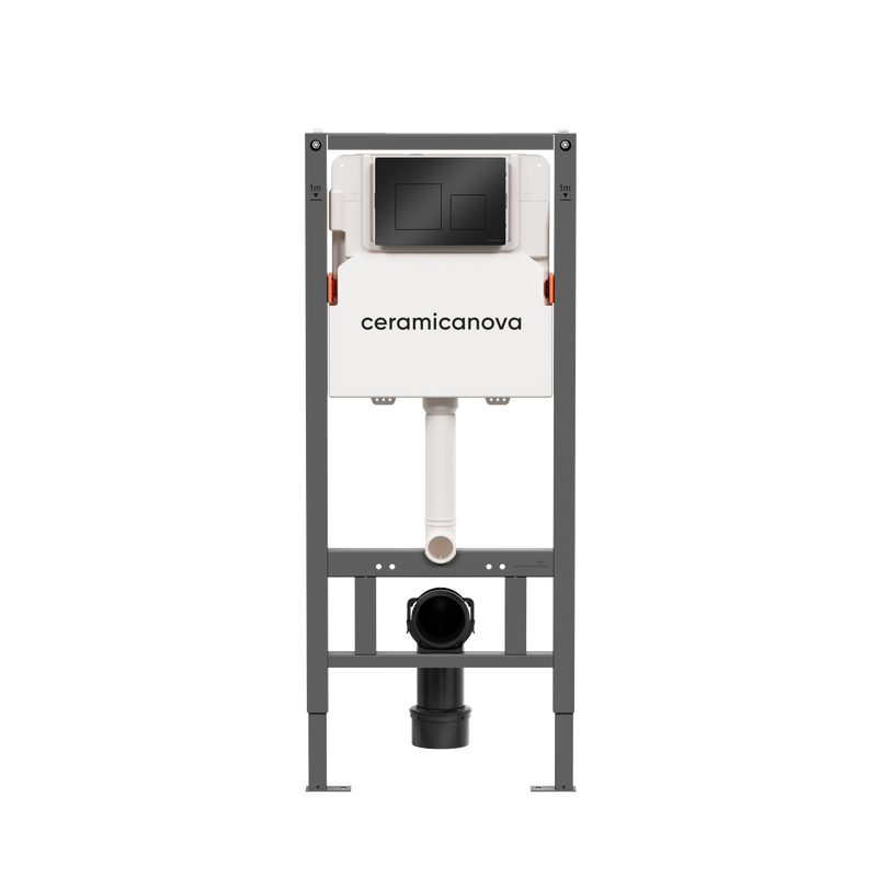 Комплект Ceramicanova Унитаз подвесной Play CN3001 безободковый, с микролифтом + Инсталляция Balance CN121002MB с кнопкой Square матовой черной