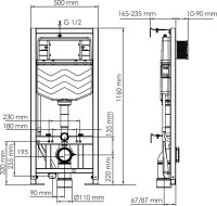 Система инсталляции для унитазов Wasserkraft Aller 10TLT.010.ME.PG03 с кнопкой смыва золото