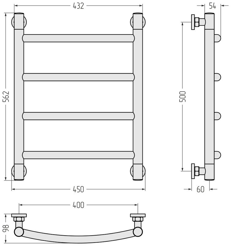 Полотенцесушитель водяной Сунержа Галант + 50x40, черный матовый
