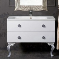 Тумба с раковиной Armadi Art NeoArt 100 white с ручками Satine хром, с ножками