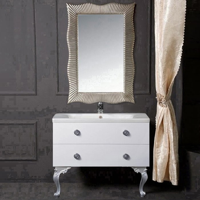 Тумба с раковиной Armadi Art NeoArt 100 white с ручками Satine хром, с ножками