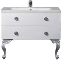 Тумба с раковиной Armadi Art NeoArt 100 white с ручками Satine хром, с ножками