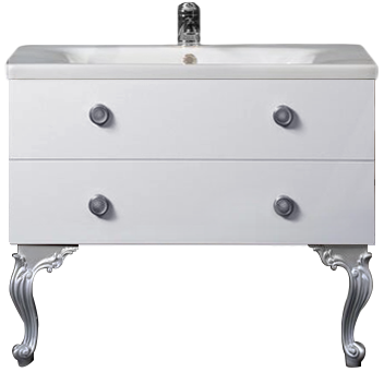 Тумба с раковиной Armadi Art NeoArt 100 white с ручками Satine хром, с ножками