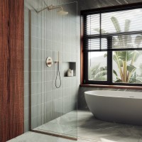 Душевая перегородка Maybahglass MGD-683-2у 119 см, профиль бронза, стекло прозрачное