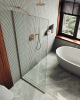 Душевая перегородка Maybahglass MGD-683-2у 119 см, профиль бронза, стекло прозрачное