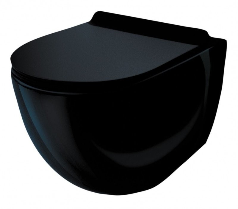 Комплект Унитаз подвесной Esbano Garcia ESUPGARCB черный глянец + Инсталляция Fram + Кнопка ESINMTK60ST