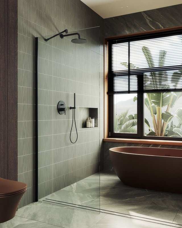 Душевая перегородка Maybahglass MGD-1352-6ш 99 см, профиль черный, стекло прозрачное