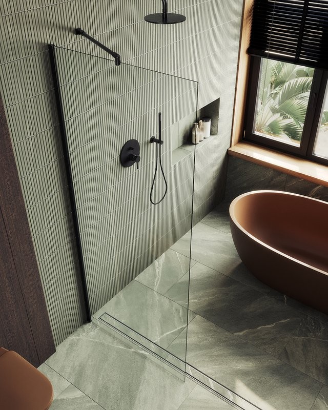 Душевая перегородка Maybahglass MGD-1352-6ш 99 см, профиль черный, стекло прозрачное