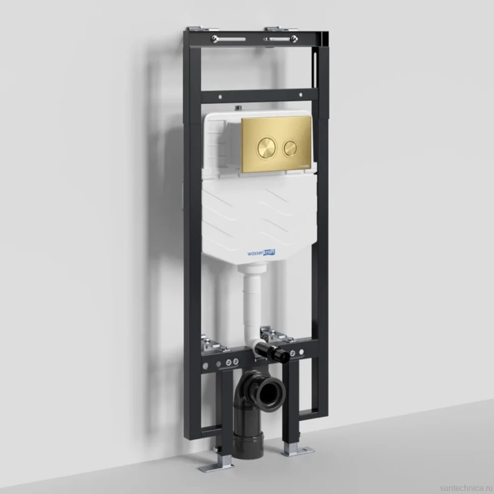 Система инсталляции для унитазов Wasserkraft Dinkel 58TLT.010.ME.MG01 с кнопкой смыва матовое золото