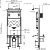 Система инсталляции для унитазов Wasserkraft Dinkel 58TLT.010.ME.MG01 с кнопкой смыва матовое золото