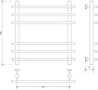 Полотенцесушитель водяной Secado Турин Плюс 60x55 см, матовый черный, лесенка