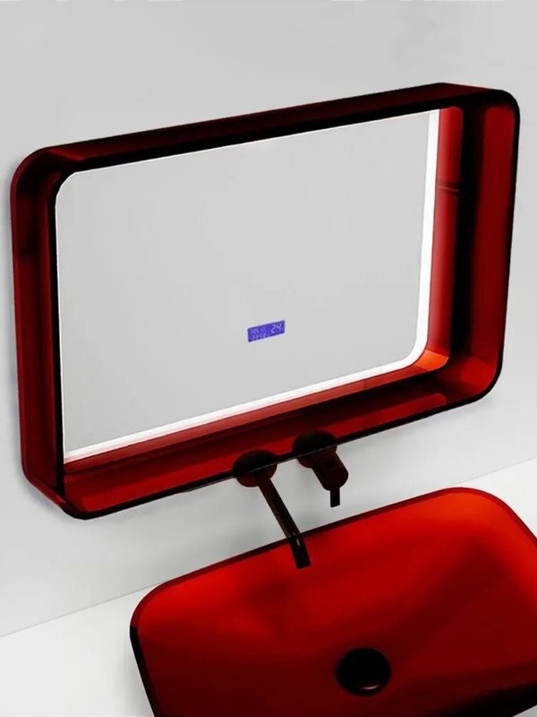 Зеркало Abber Kristall AT6701Rubin 80х55 см, с подсветкой, с bluetooth-плеером, рубин