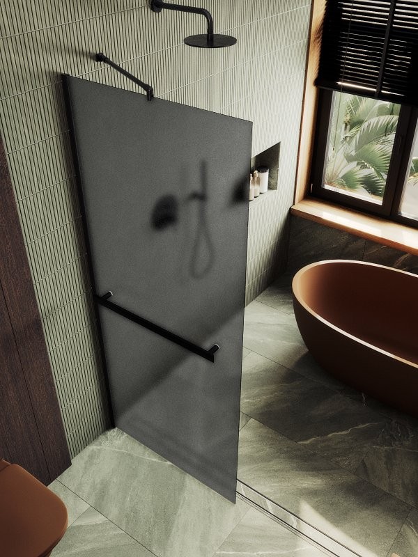 Душевая перегородка Maybahglass MGD-1462-6ш 99 см, профиль черный, стекло графит матовое