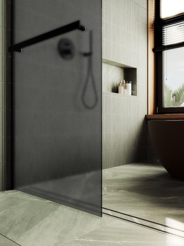 Душевая перегородка Maybahglass MGD-1462-6ш 99 см, профиль черный, стекло графит матовое