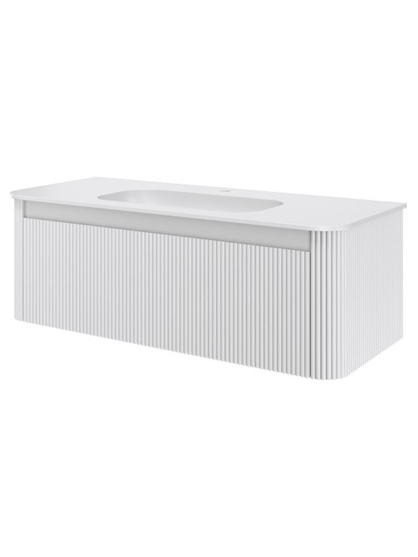 Тумба с раковиной Armadi Art Voi 120 подвесная, рифленая, matt white