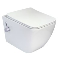 Комплект 3 в 1 Унитаз подвесной Esbano ESWBLEONWN + Инсталляция Fram + Кнопка ESINPRK12GW цвет глянцевый белый