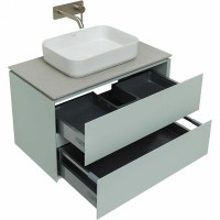 Мебель для ванной комнаты Allen Brau Infinity 85 подвесная, папирус матовый, столешница серый структ