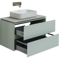 Мебель для ванной комнаты Allen Brau Infinity 85 подвесная, папирус матовый, столешница серый структ