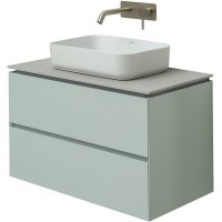 Мебель для ванной комнаты Allen Brau Infinity 85 подвесная, папирус матовый, столешница серый структ