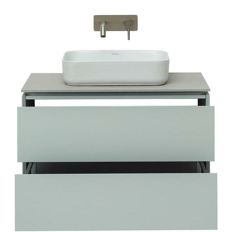 Мебель для ванной комнаты Allen Brau Infinity 85 подвесная, папирус матовый, столешница серый структ