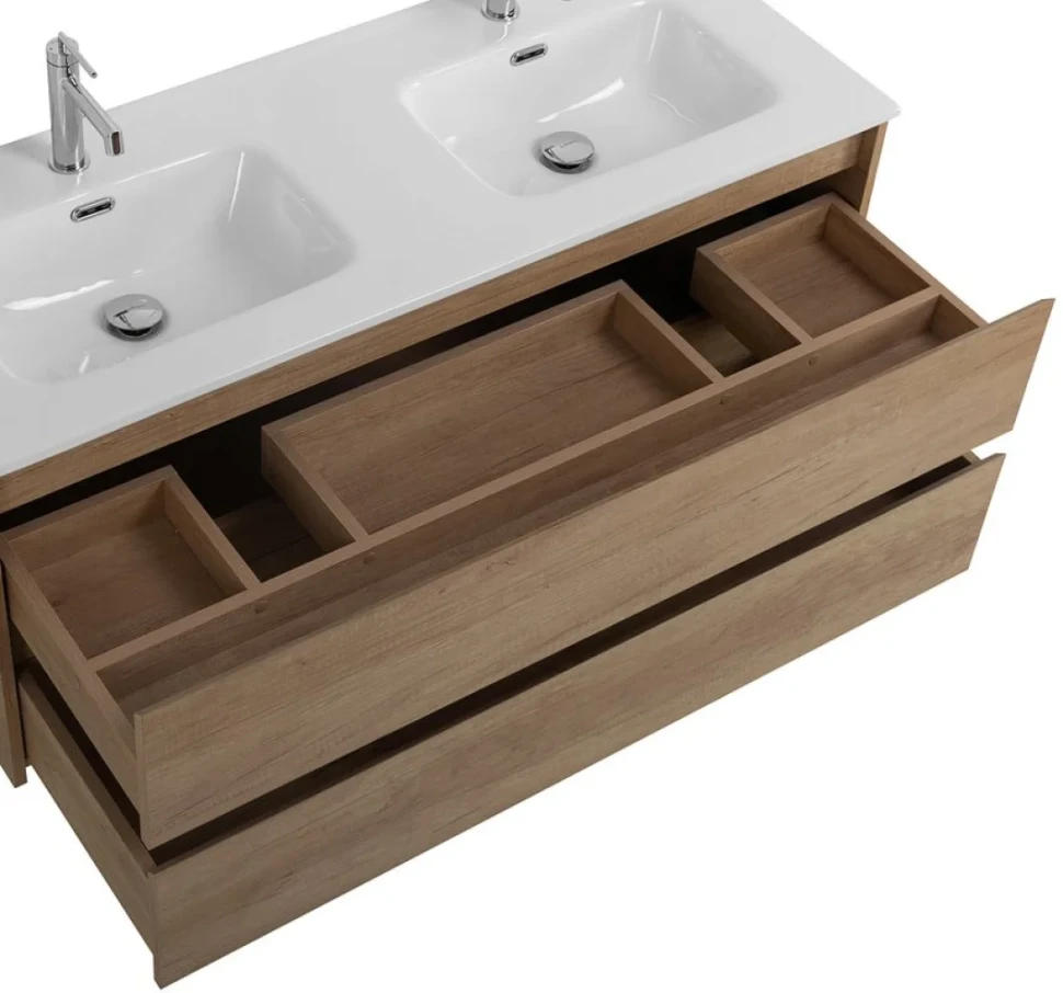 Мебель для ванной комнаты BelBagno Kraft 140 2 ящика, для двоих, rovere nebrasca nature