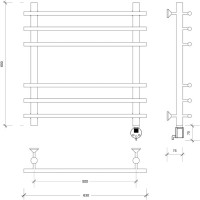 Полотенцесушитель электрический Secado Турин Плюс 60x55 см, подключение справа, матовый черный, лесенка