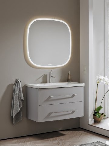 Тумба под раковину без столешницы Aqwella 5 stars Neringa 80 подвесная, серый туман