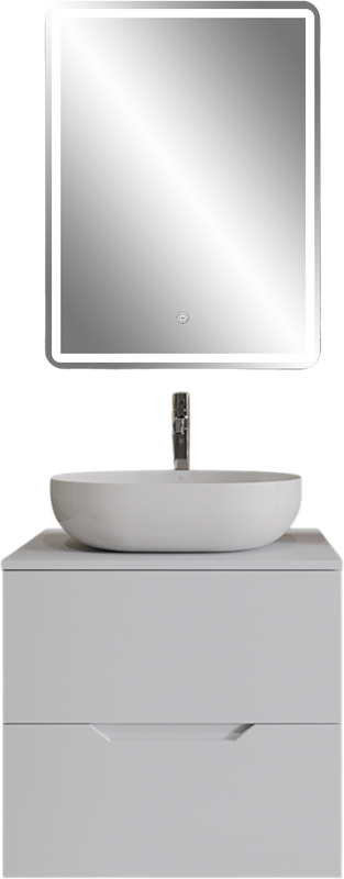 Мебель для ванной комнаты Orange Line 60 подвесная, 2 ящика, матовая белая с раковиной B05-480W