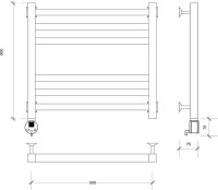Полотенцесушитель электрический Secado Корато 3 L 65x55 см, подключение слева, хром, лесенка