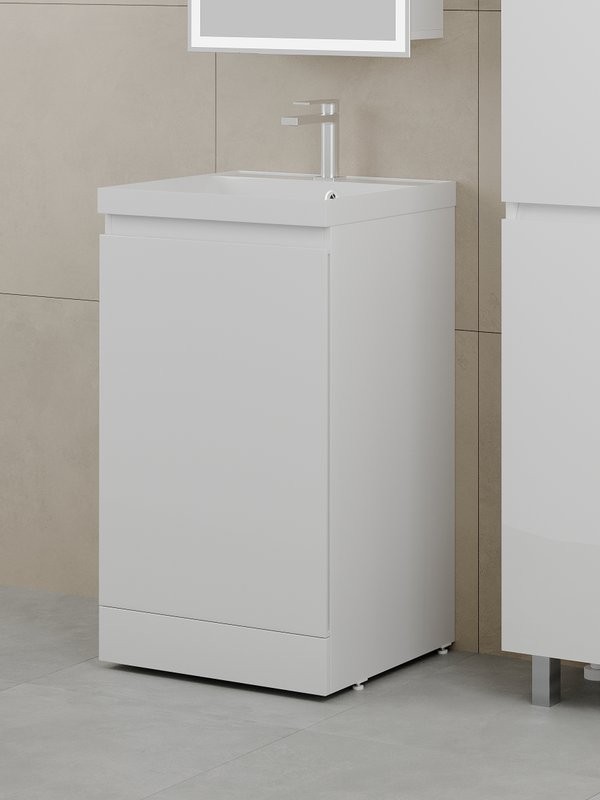 Тумба с раковиной Style Line Батлер Люкс Plus 50 напольная, белый глянец, раковина белая