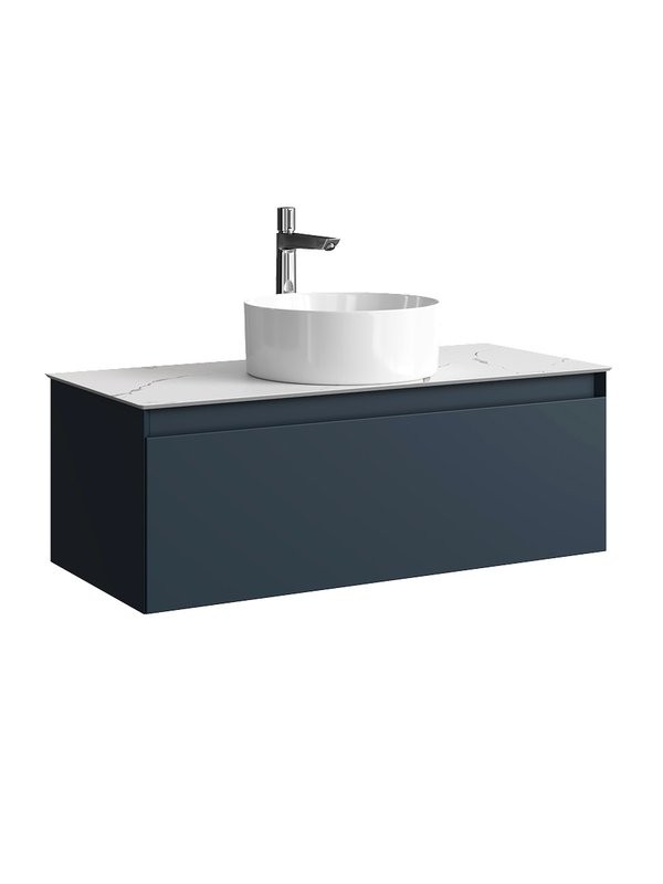 Тумба под раковину со столешницей Aqwella 5 stars Geometria 100 1 ящик, серая, столешница мрамор белый