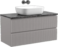 Тумба с раковиной Sancos Snob R 100 см, doha soft, столешница черный мрамор, раковина CN6008