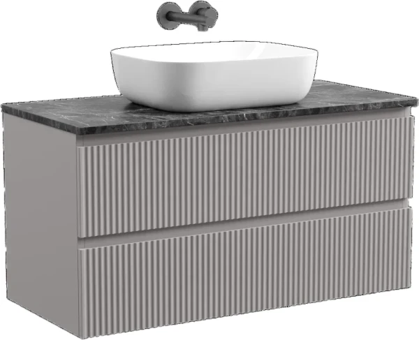 Тумба с раковиной Sancos Snob R 100 см, doha soft, столешница черный мрамор, раковина CN6008