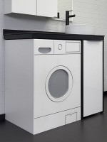 Тумба с раковиной Comforty Лозанна 100 напольная, под стиральную машину, белый глянец