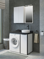 Тумба с раковиной Comforty Лозанна 100 напольная, под стиральную машину, белый глянец