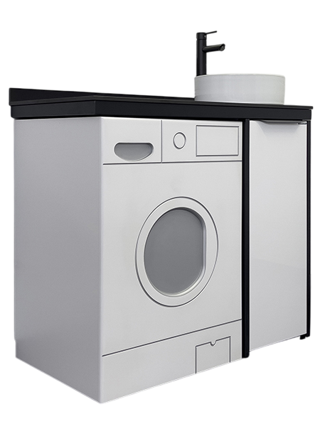 Тумба с раковиной Comforty Лозанна 100 напольная, под стиральную машину, белый глянец