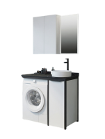 Тумба с раковиной Comforty Лозанна 100 напольная, под стиральную машину, белый глянец